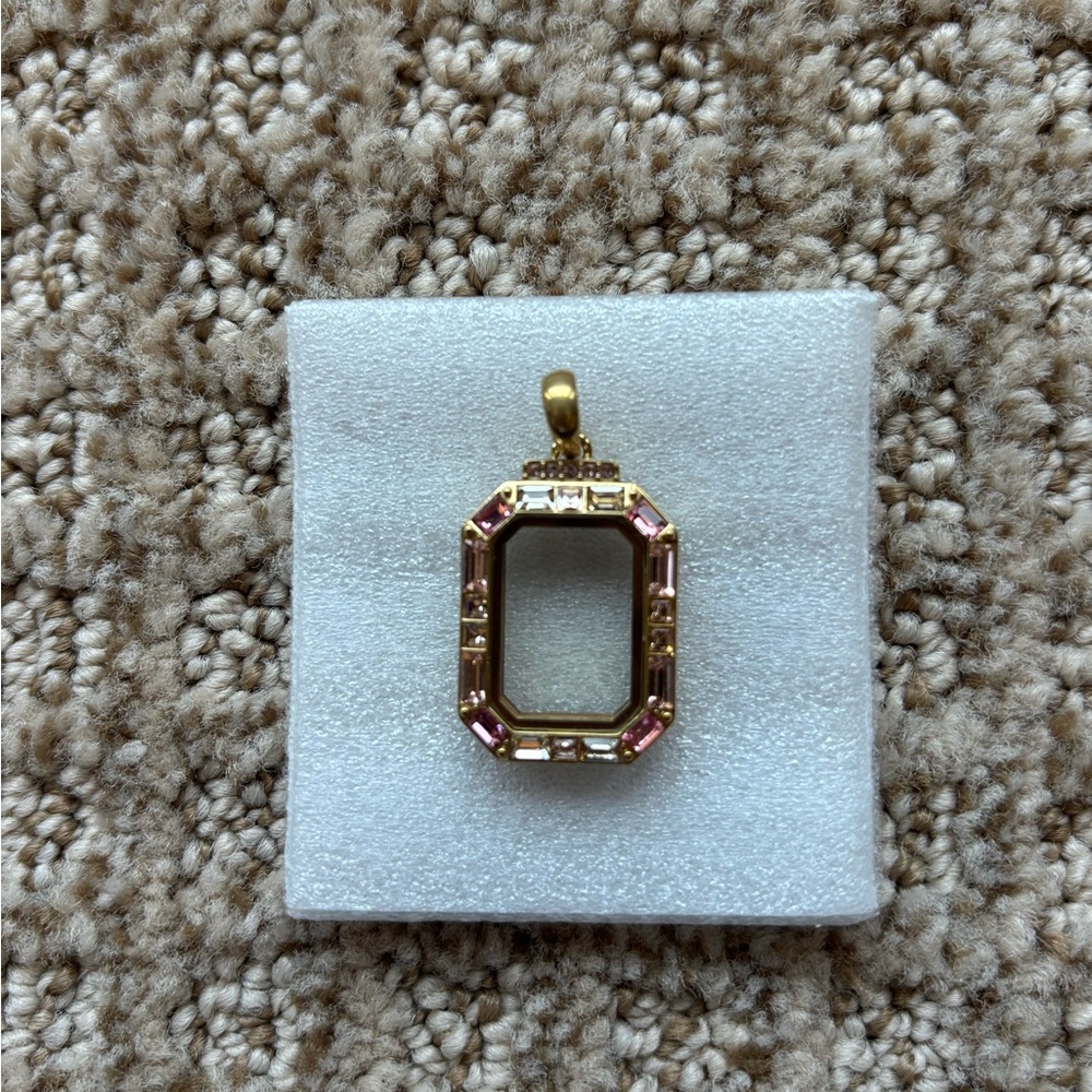 Origami Owl Gold and Pink Locket Pendant and crystals - Picture 2 of 2